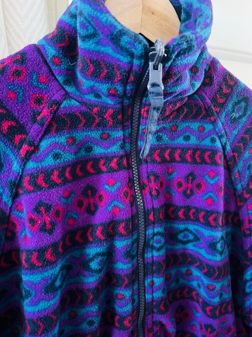 Vintage Head skiwear GorpCore fleece Women’s Aztec print Retro purple medium - Picture 5 of 8